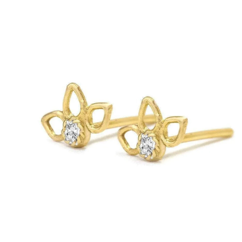 Diamond lotus earrings