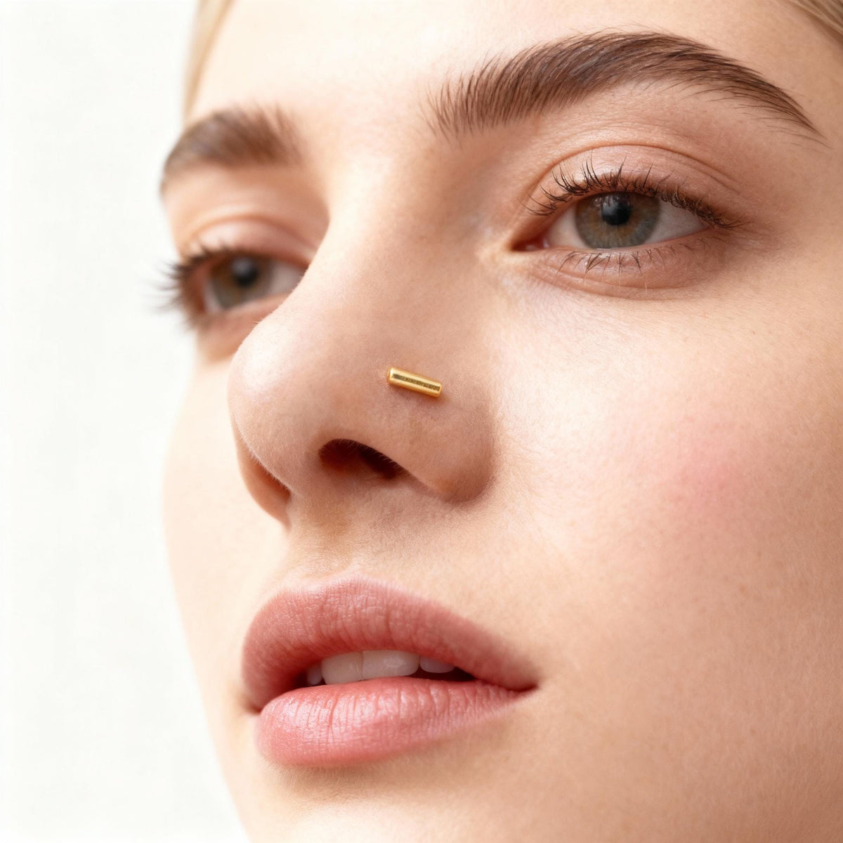 Gold Nose Stud – Minimalist Nose Ring in 14k Gold Jewelry | Handcrafted Bar