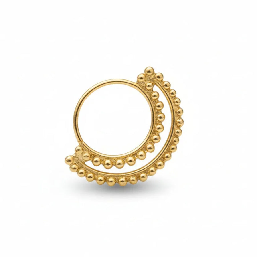 Indian Nose Hoop – Tribal Nose Ring in Solid 14K Yellow Gold, Nickel Free