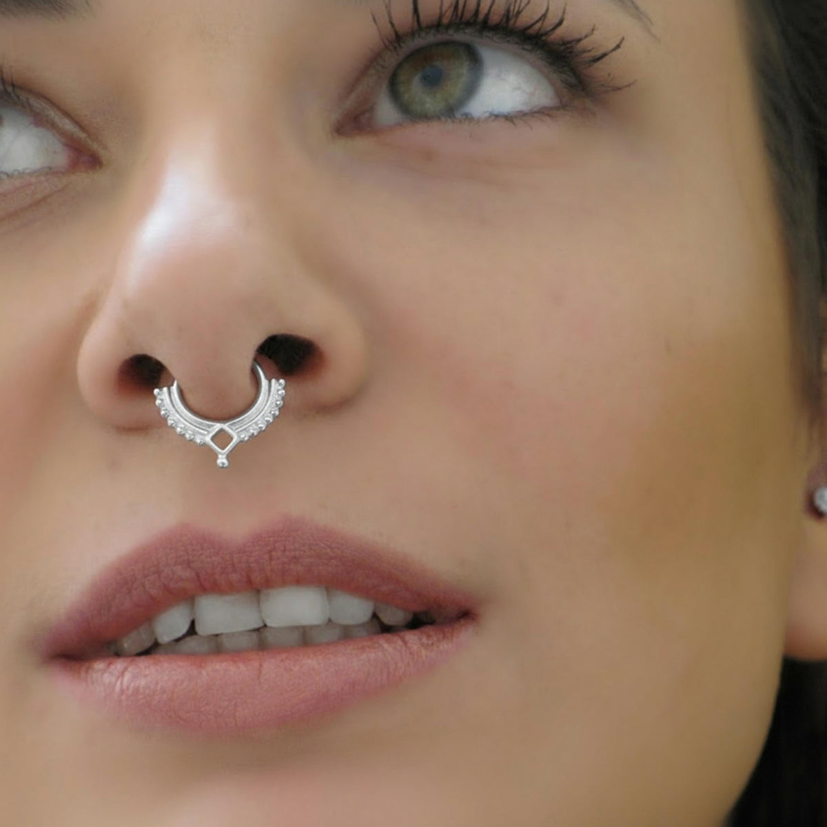 14k Gold Septum Ring - Beaded Tribal Hoop | Custom Gauge, Minimalist Piercing