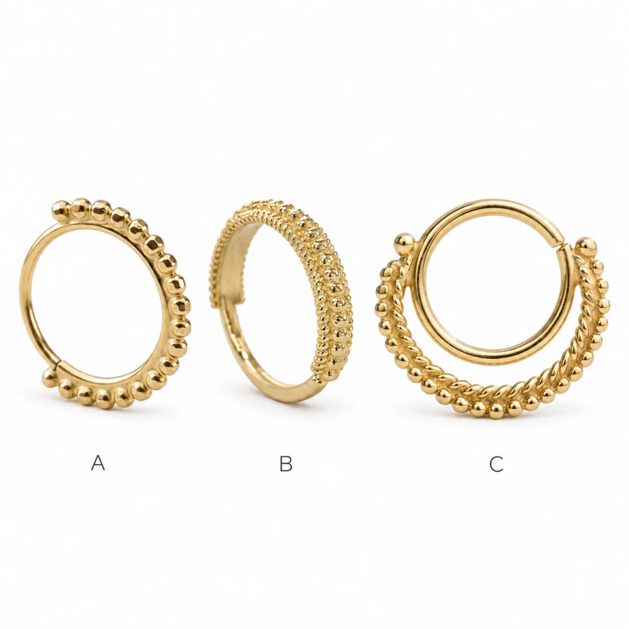 14K Gold Nose Hoop Collection | Beaded & Textured Styles