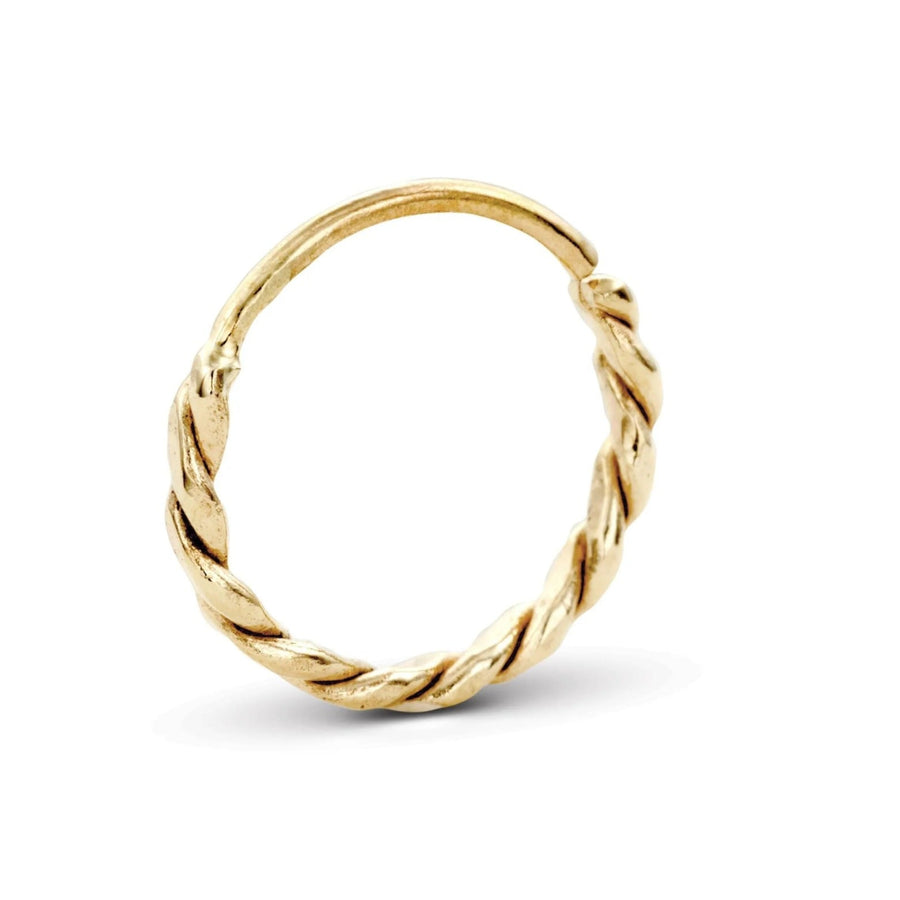 18k Gold Nose Ring - Braided Twisted Seamless Hoop | Custom Gauge, Nickel Free