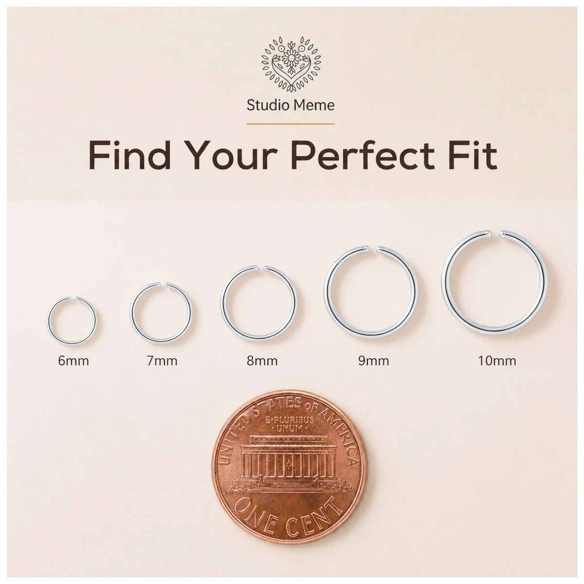 Silver Nose Ring for Men · Hammered Men's Nose Hoop