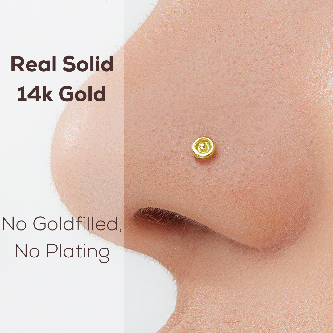 Buy Dainty Gold Nose Piercing - Handcrafted 14k Gold Nose Ring with a 2mm  Blue Gem - Thin 24gauge 7mm Nose Hoop Piercing Online at desertcartINDIA