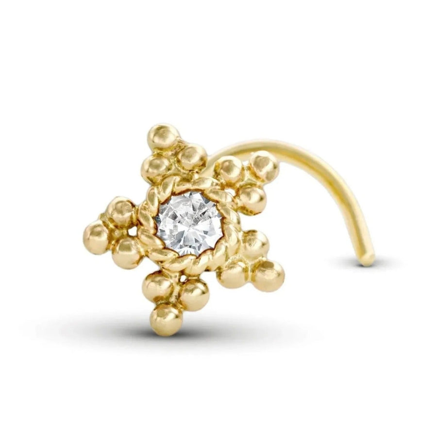 Diamond Star Nose Stud – Solid 14k Gold Star Shaped Stud With Conflict Free Diamond