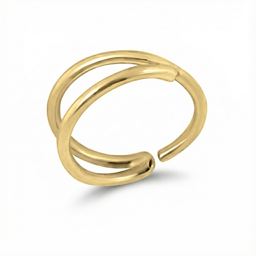 Double Nose Ring for Single Piercing, Real Gold Nose Ring, Solid 14k Gold Hoop, Nose Ring for Men, Quality Nose Ring, Double Nose Ring 14k