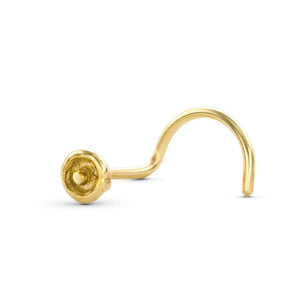 A gold-colored nose stud is shown against a white background.