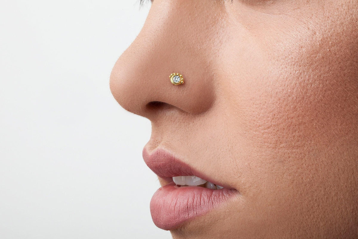 A close-up of a person's face, focusing on their nose and mouth area.