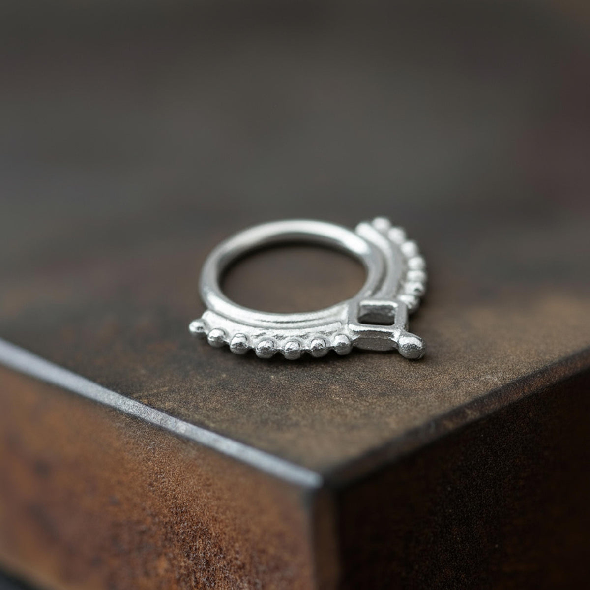 14k Gold Septum Ring - Beaded Tribal Hoop | Custom Gauge, Minimalist Piercing