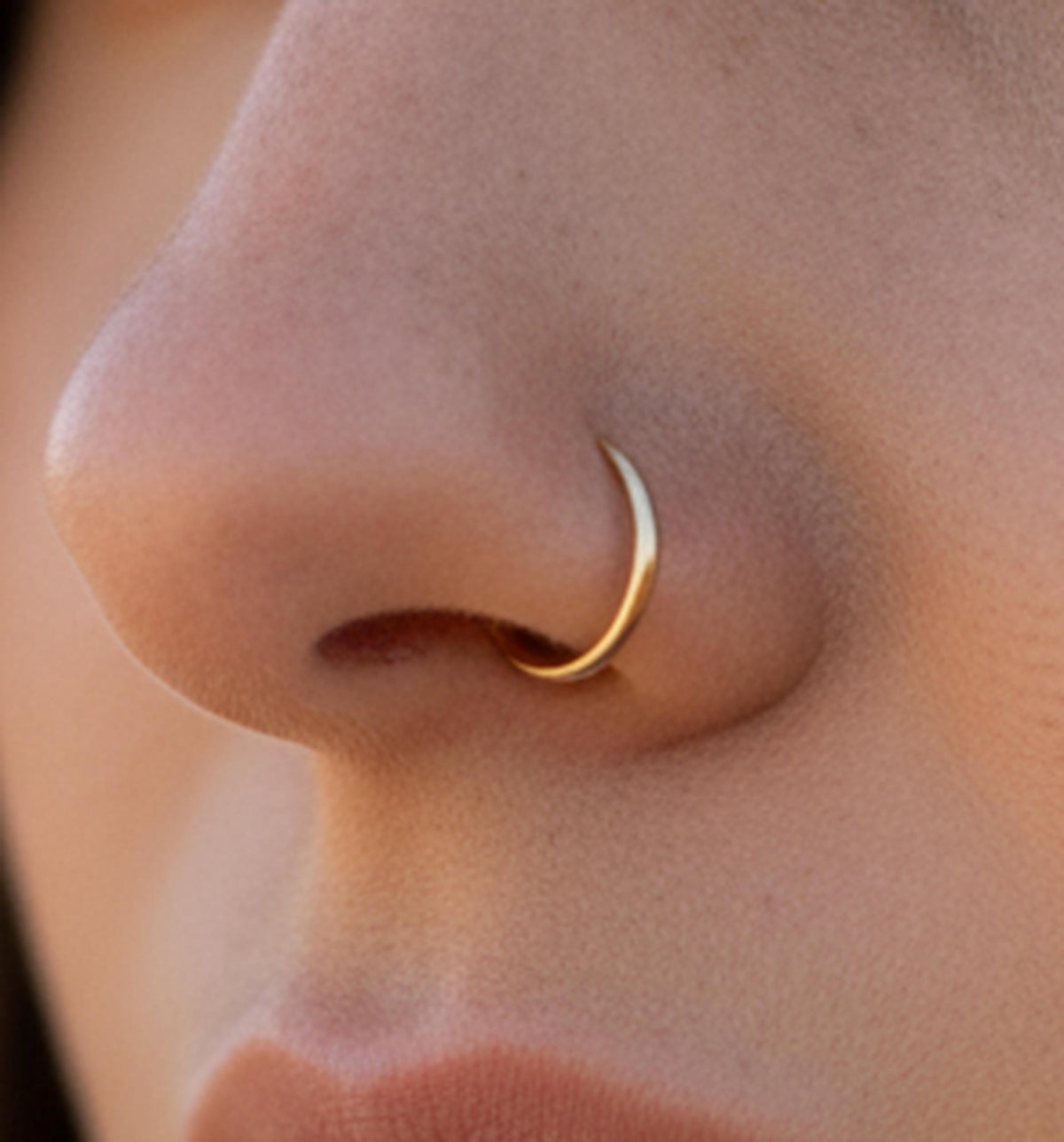 14k Gold Nose Hoop – Handcrafted Small Gold Hoop With Comfortable Fit & Hand-Smoothed Tips