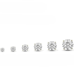 a series of white gold diamonds of varying sizes, ranging from 0.01 to 4mm in diameter.