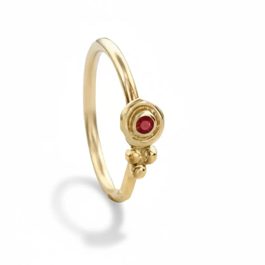 Solid 14k Gold Nose Ring - Indian Style Ruby Stone Nose Hoop in Rose, White & Yellow Gold