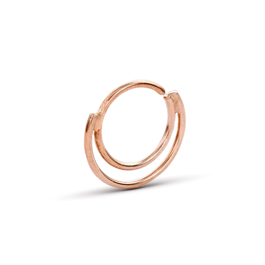 Rose Gold Nose Ring - Solid 14k Gold Nostril Hoop | Dainty Crescent Design