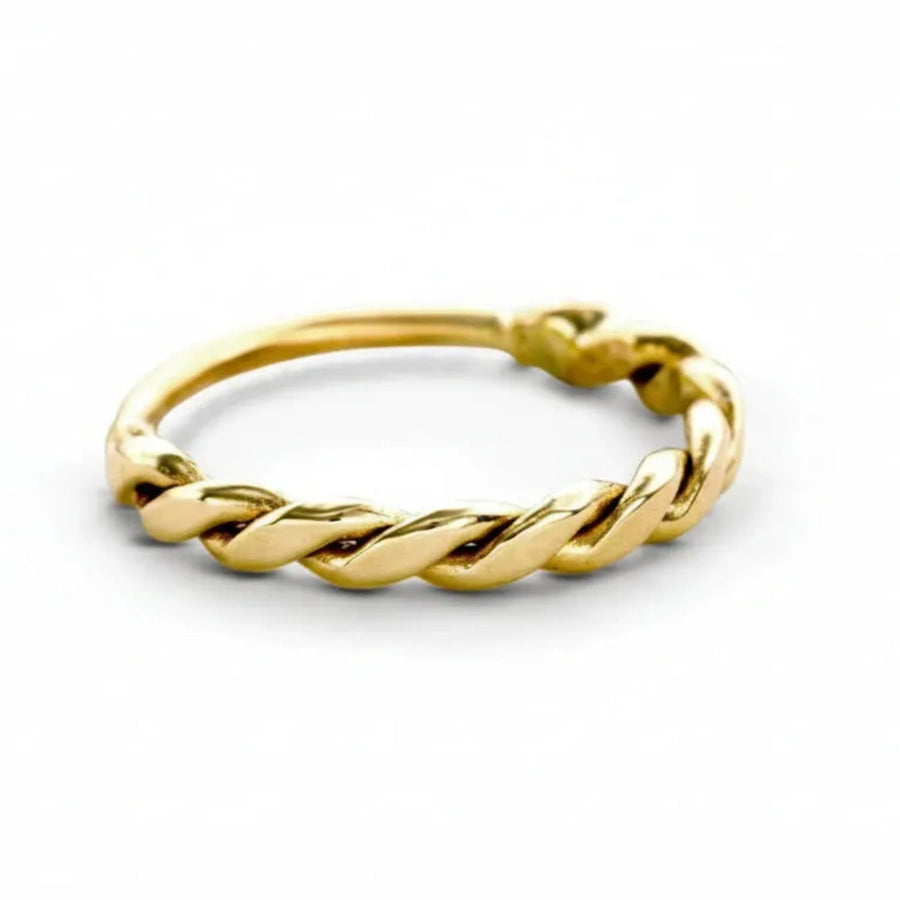 Solid Gold Nose Ring – Braided 14k Yellow Gold Small Hoop, Handmade Jewelry