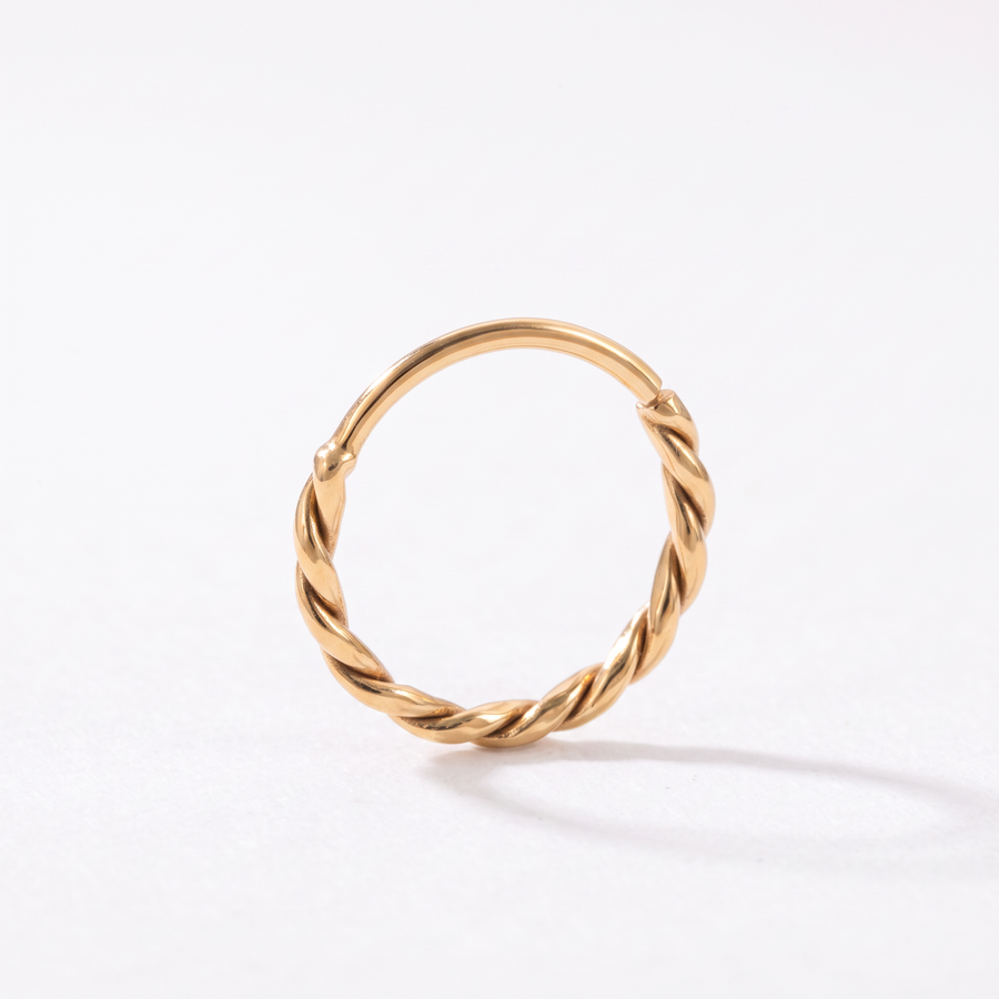 14k Gold Nose Ring - Dainty Braided Nose Hoop | Custom Fit Piercing Jewelry