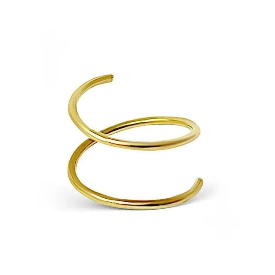 14k Gold Nose Ring – Double Hoop Solid Gold Nose Hoop for Single Piercing