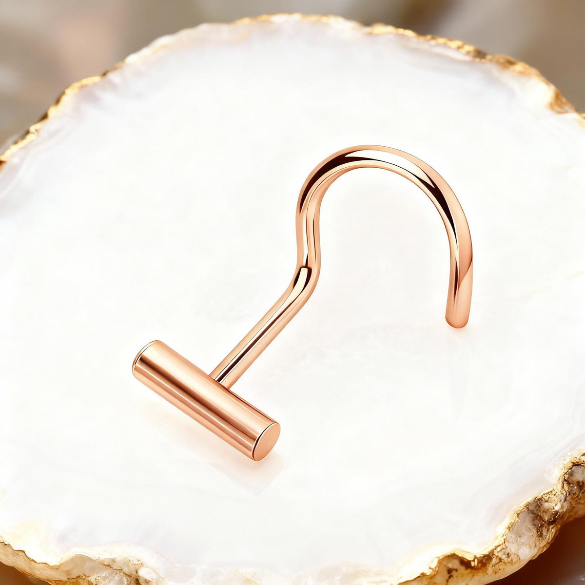 Gold Nose Stud – Minimalist Nose Ring in 14k Gold Jewelry | Handcrafted Bar
