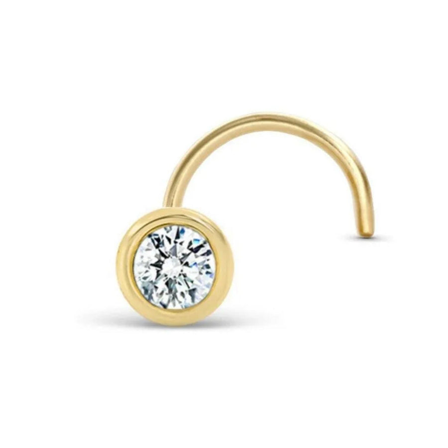 Diamond Nose Stud - 2mm Genuine Diamond, 14k Gold Nose Ring | Nickel Free