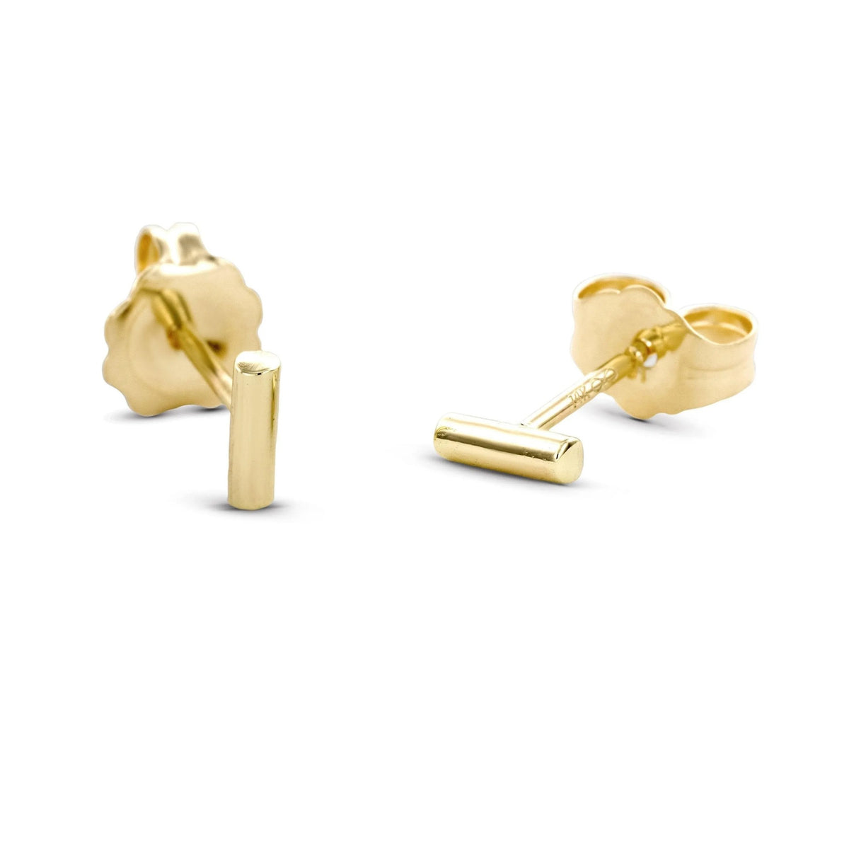 Minimalist Gold Bar Earrings: a pair of gold-colored earrings with a single bar-shaped charm.
