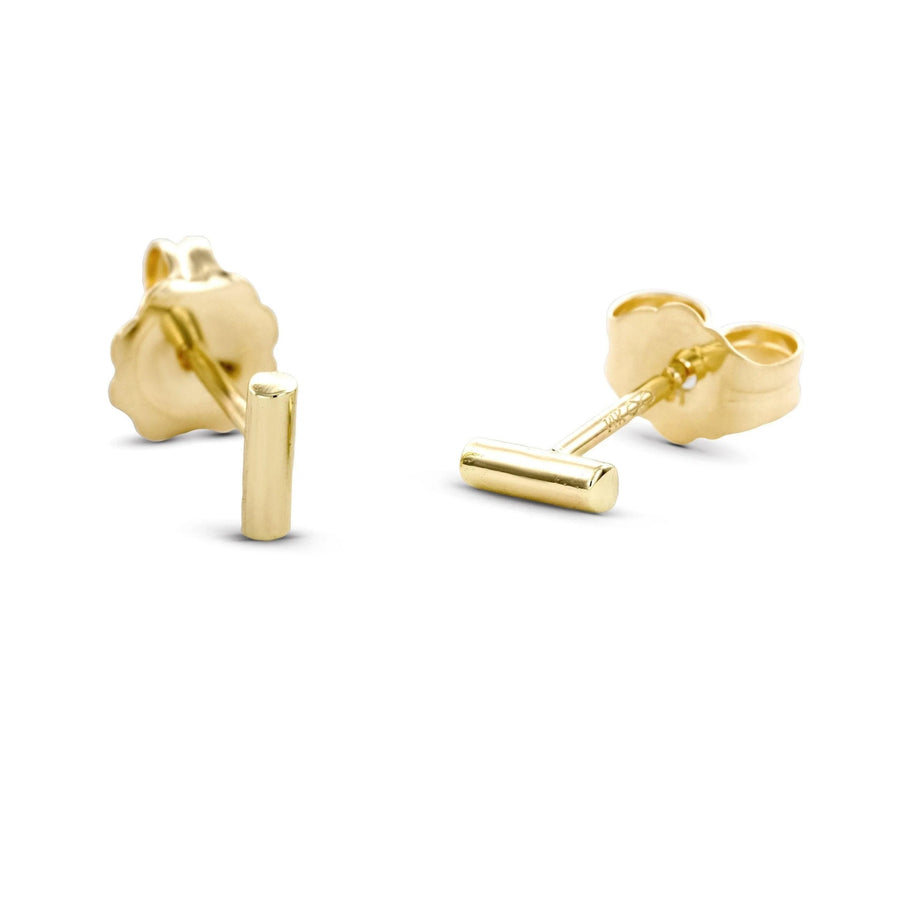 Minimalist Gold Bar Earrings – Solid 14k Gold Studs | Dainty Lightweight Design