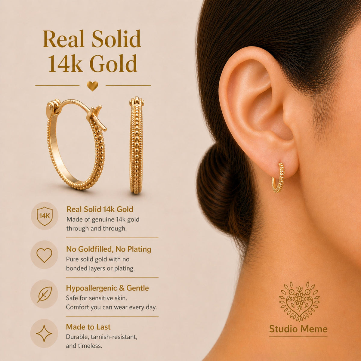 Solid Gold hoops benefits
