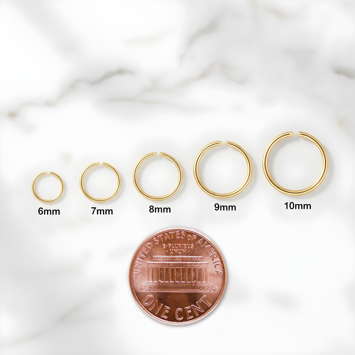 14K White Gold Nose Jewelry - Delicate Nose Hoop & Ball Stud Piercing Set
