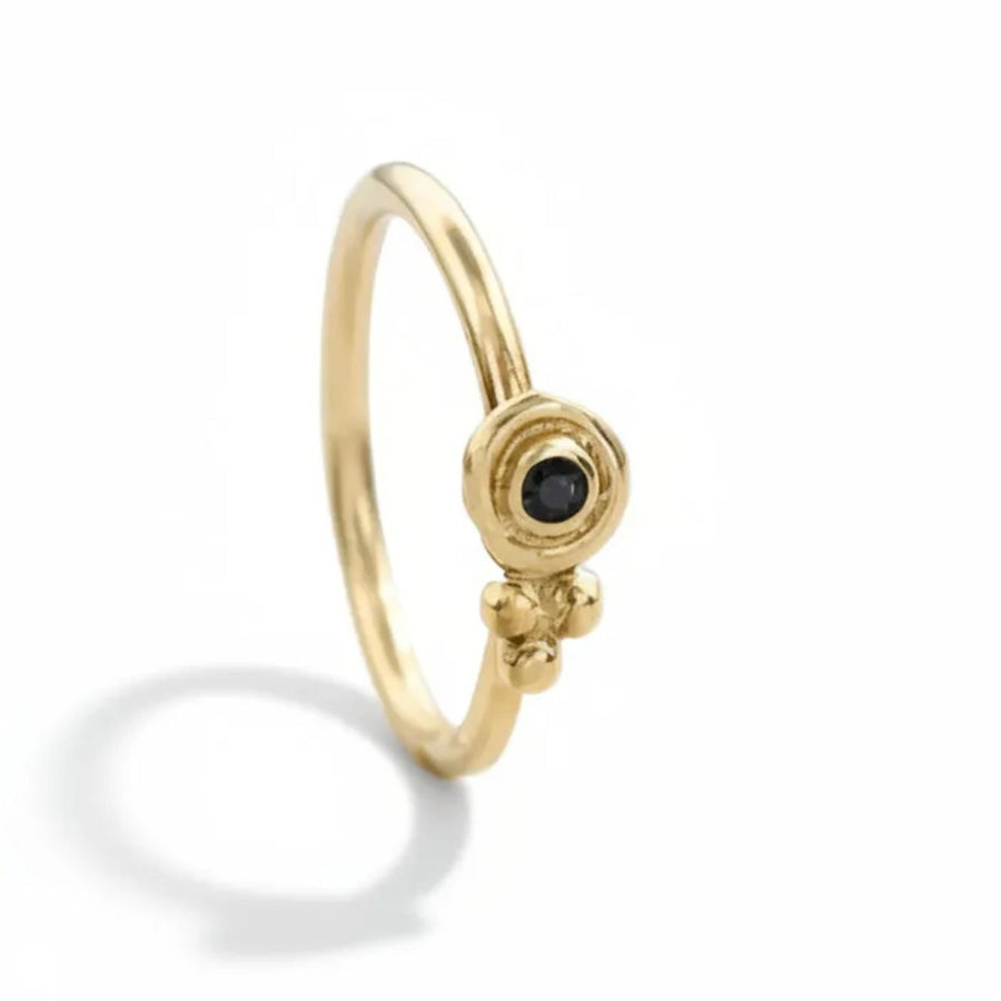 Black Diamond Nose Hoop - Solid 14k Gold Indian Design Ring | Dainty Piercing