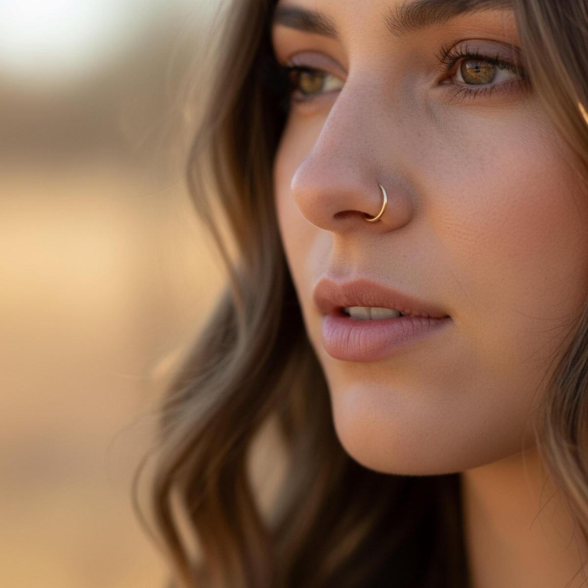 14k Gold Nose Hoop – Handcrafted Small Gold Hoop With Comfortable Fit & Hand-Smoothed Tips