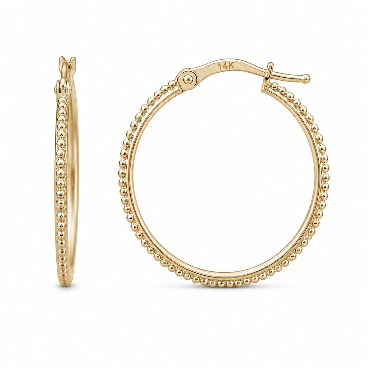 14k Solid Gold Large Hoop Earrings · Bold Beaded Statement Hoops