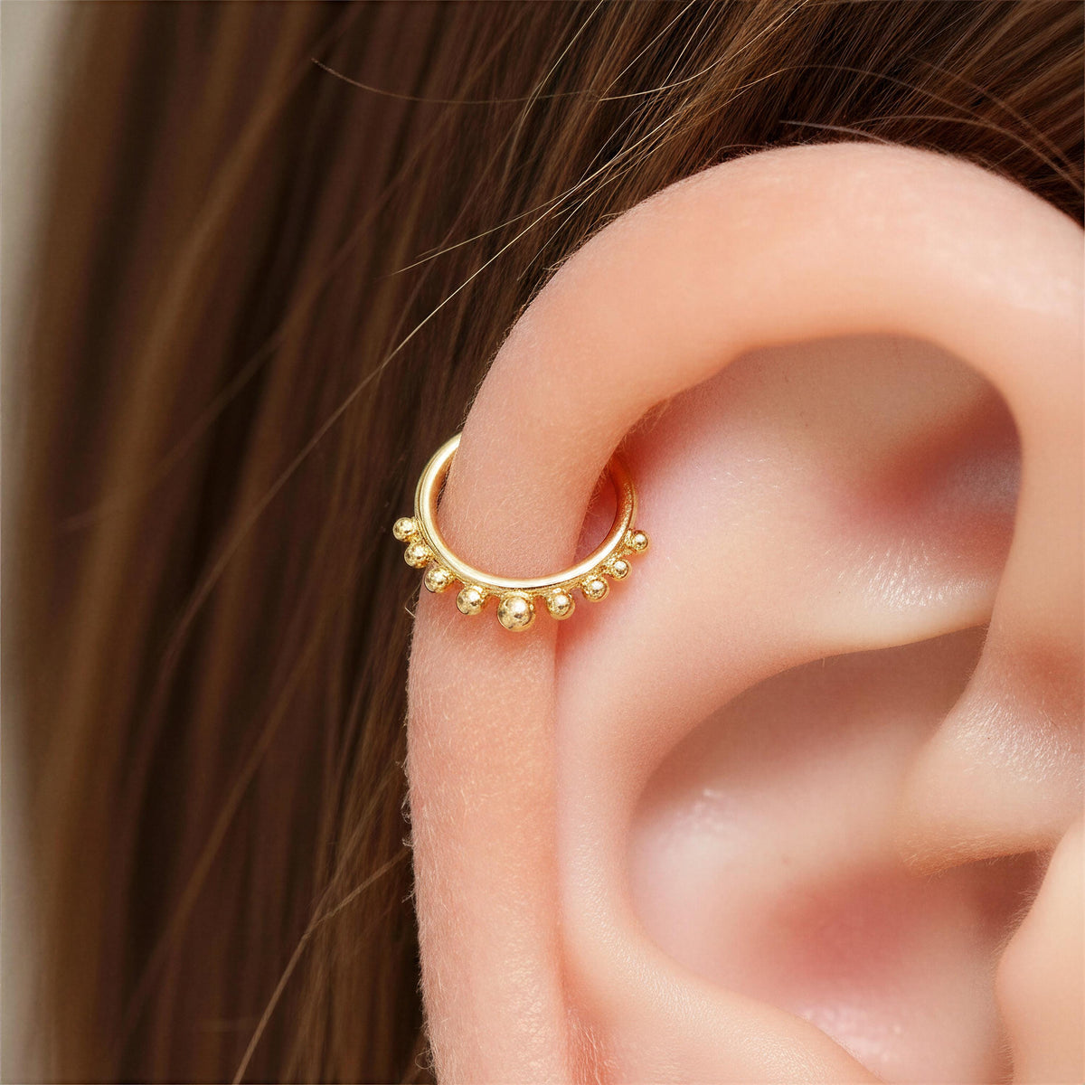 14k Gold Helix Hoop – Solid Gold Cartilage Piercing Jewelry, Nickel Free