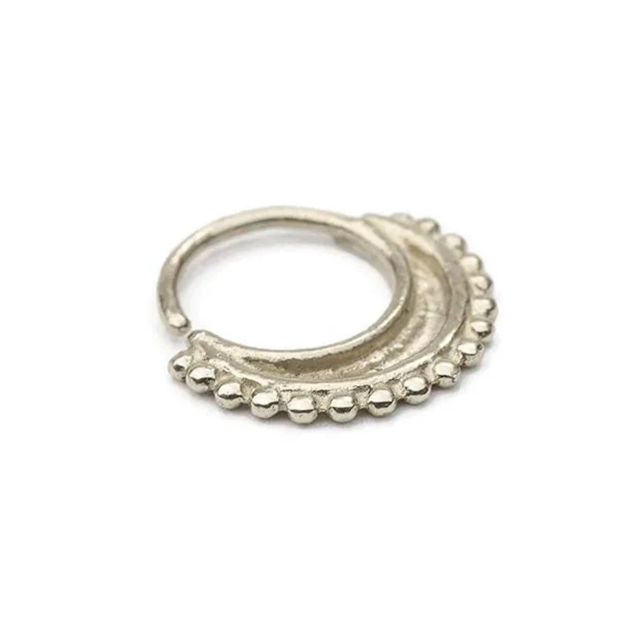 Solid 14K White Gold Nose Ring – Indian Crescent Nose Hoop Jewelry With Gift Box