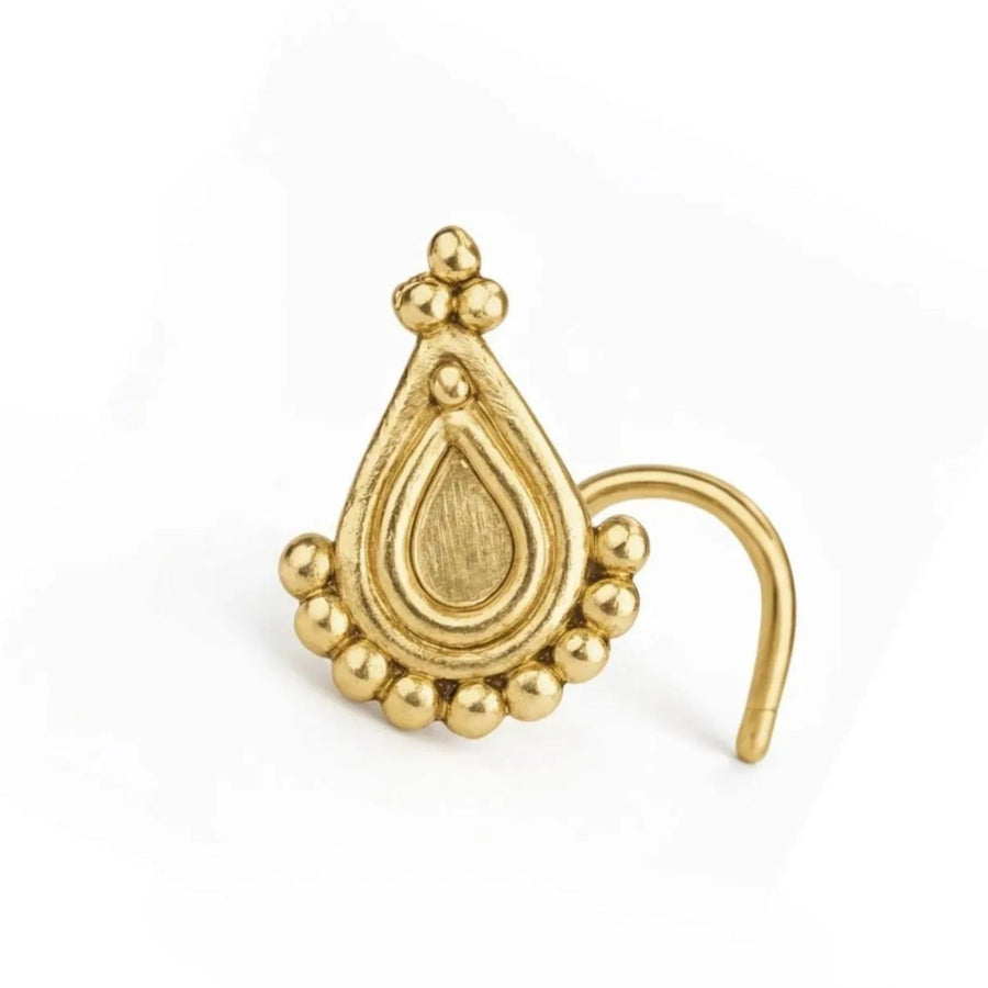 Solid Gold Nose Stud – 22k Gold Nose Ring, Indian Style Dainty Jewelry