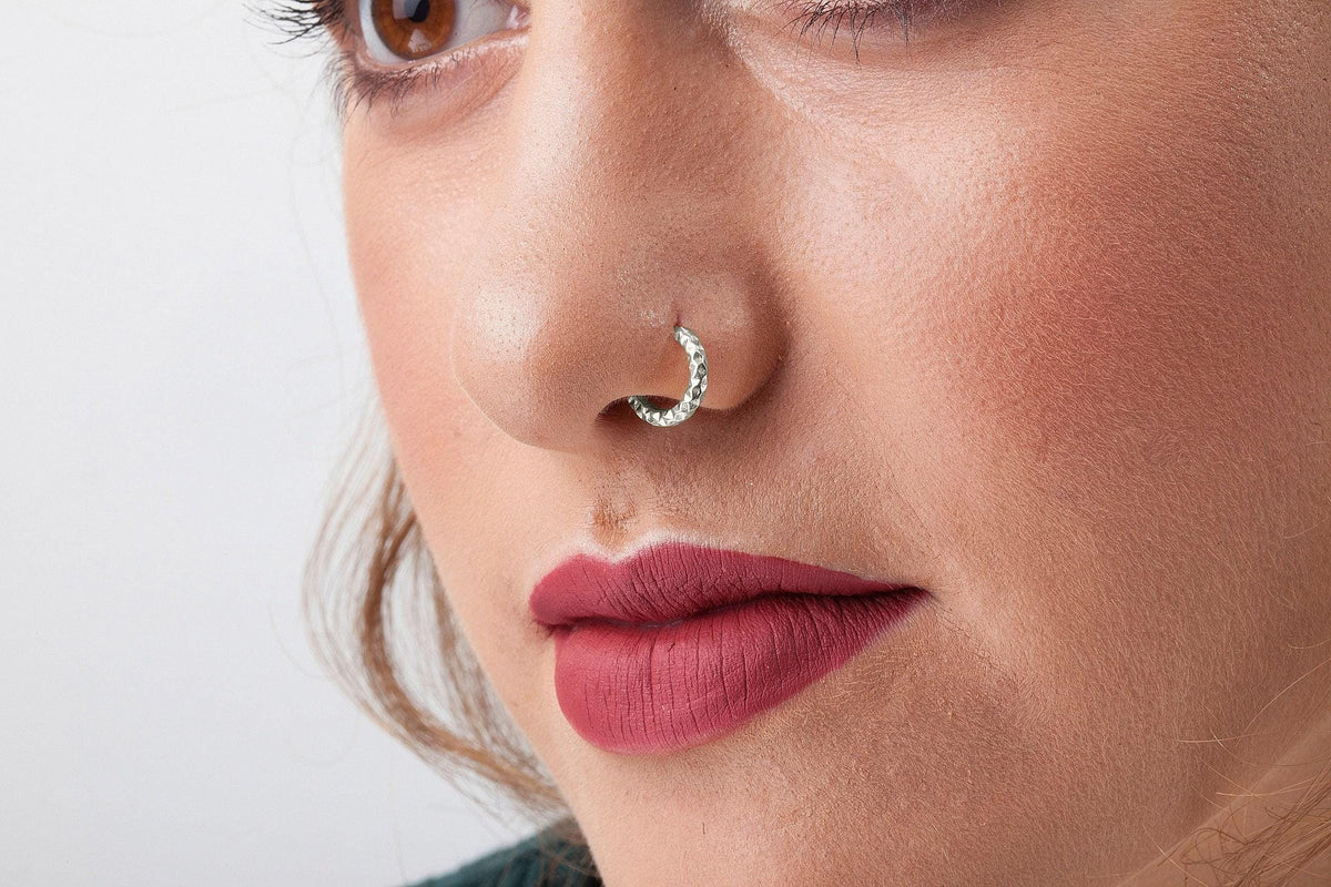Sterling Silver Nose Ring - Handmade 20 Gauge Silver Nose Hoop, Custom Fit