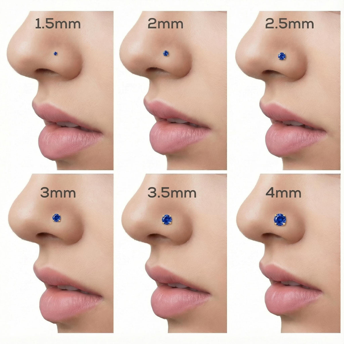 Sapphire Nose Stud – Solid 14k Gold Nose Pin With Natural Stone, Custom Sizes