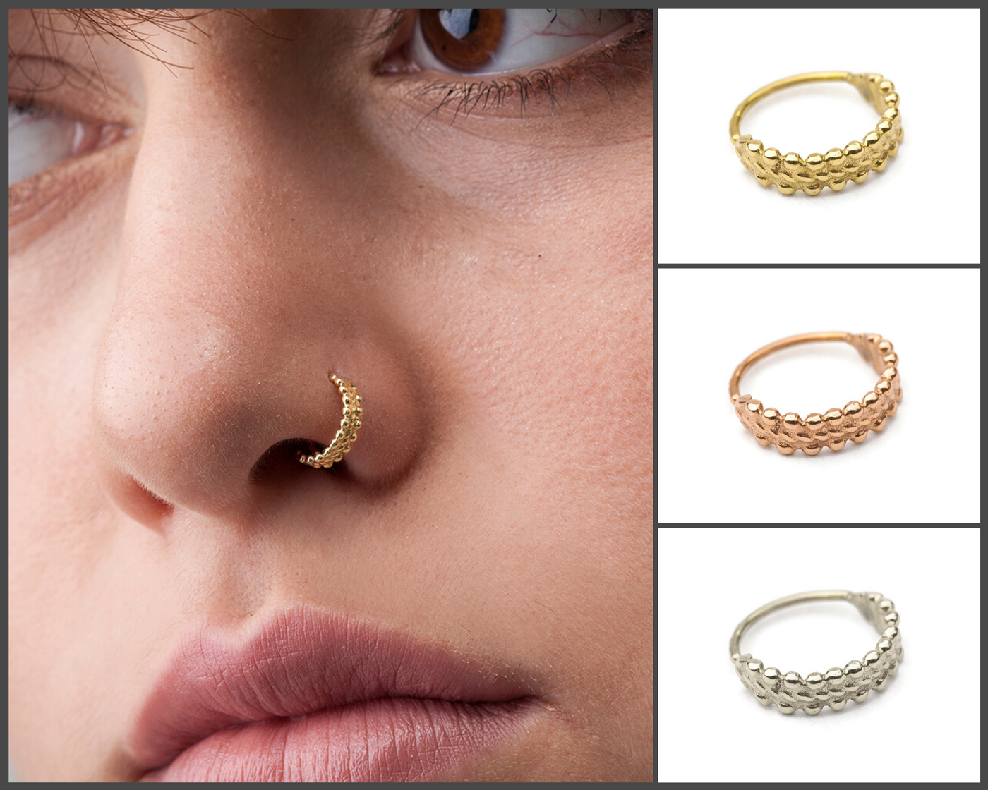 Buy SOLID GOLD Nose Ring,half Moon Nose Ring, Crescent Nose Ring, 14k Gold  Nose Ring, Moon Nose Ring, Tribal Small Tiny Seamless Little Sleeper Online  in India - Etsy