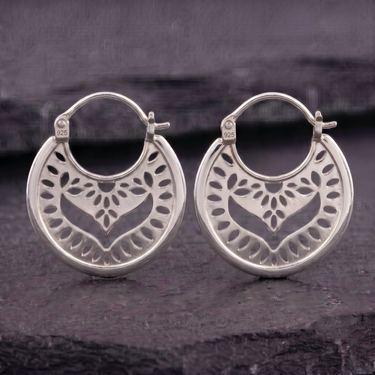 Gold Vermeil Mandala Hoop Earrings