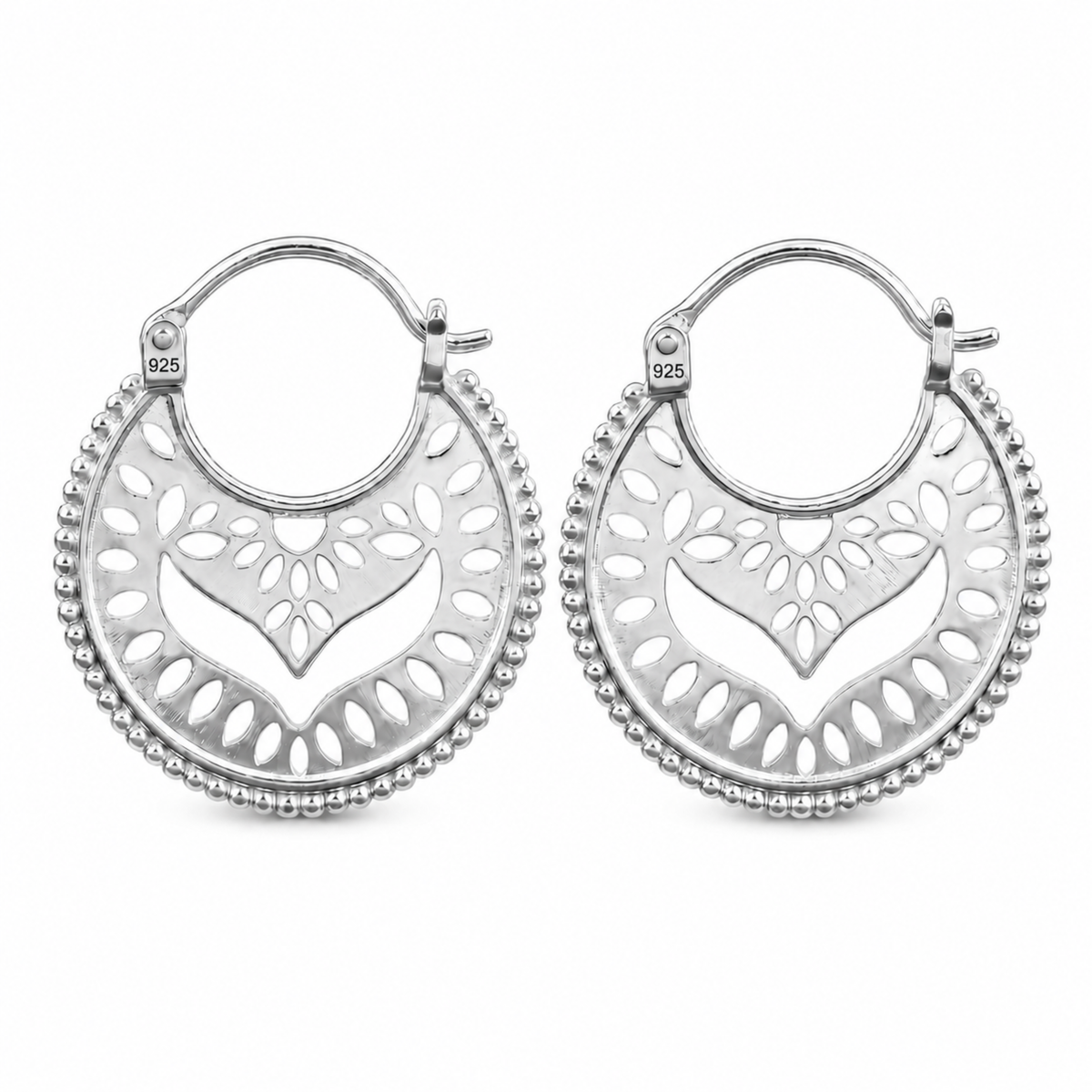 Gold Boho Mandala Hoop Earrings — Vermeil