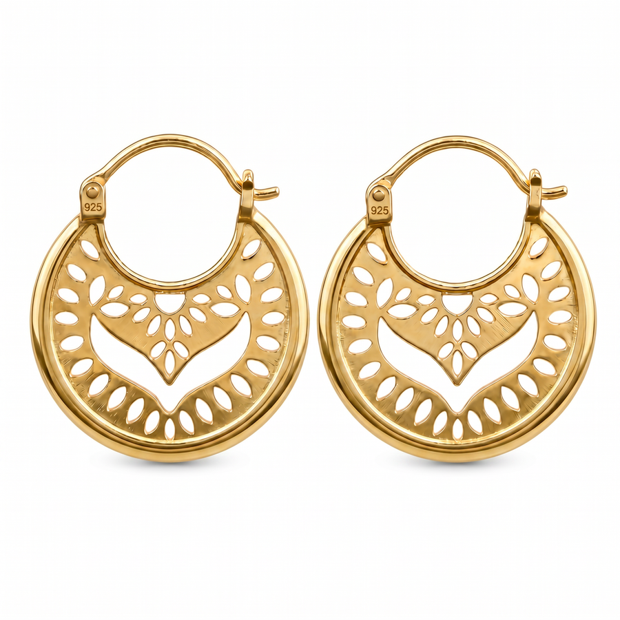 Gold Vermeil Mandala Hoop Earrings
