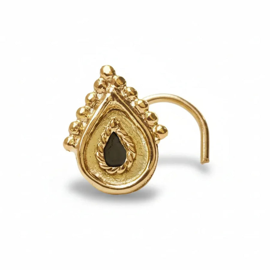 14k Yellow Gold Nose Stud – Dainty Indian Style Jewelry With Secure Screw Back