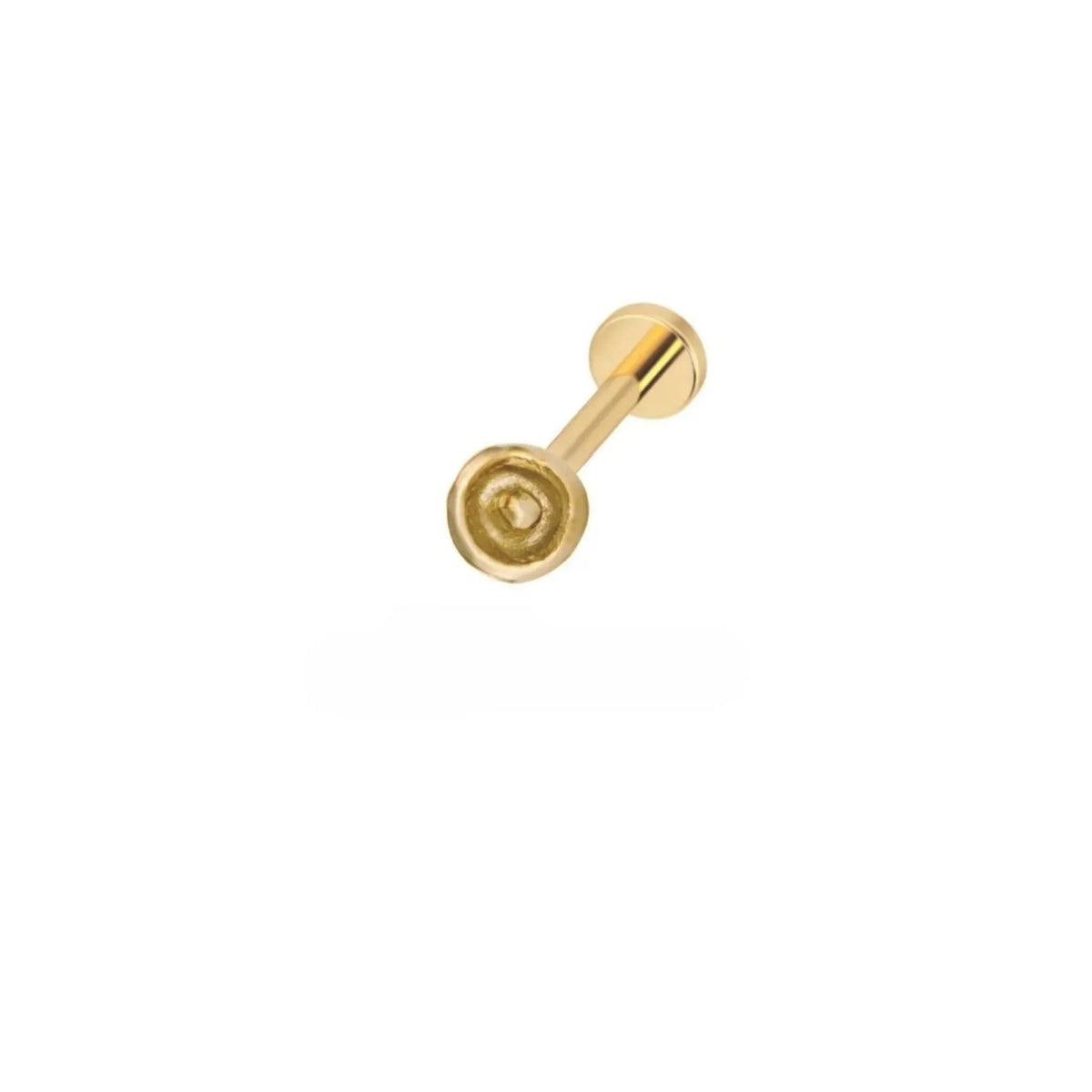 A gold-colored metal object, possibly a small decorative piece, is shown against a white background.
