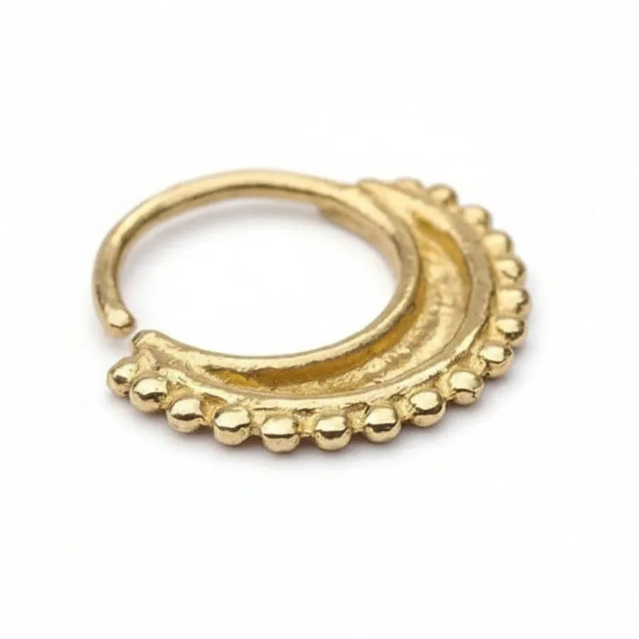 14k Gold Nose Ring - Crescent Moon Hoop | Indian Style Dainty Gold Piercing