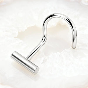 A silver metal hook or hanger is shown against a white background.
