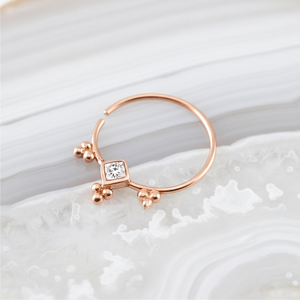 Diamond Nose Ring – 14k Gold Indian Style Nose Hoop With Conflict-Free Diamond