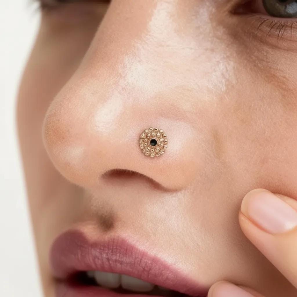 A close-up of a person's face, focusing on their nose and lips.