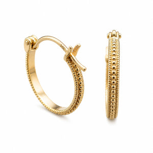 Double-Beaded 14k Gold Hoops — 12mm