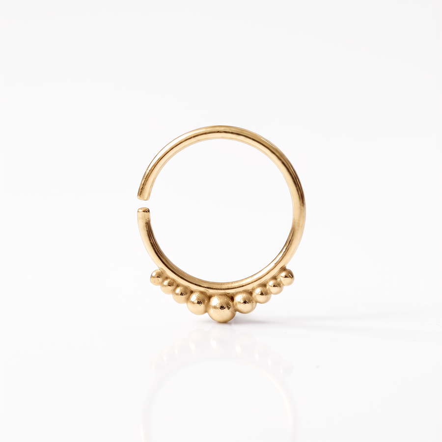 Beaded Gold Nose Ring - Solid 14k Gold Hoop | Handmade, Tarnish Resistant Jewelry
