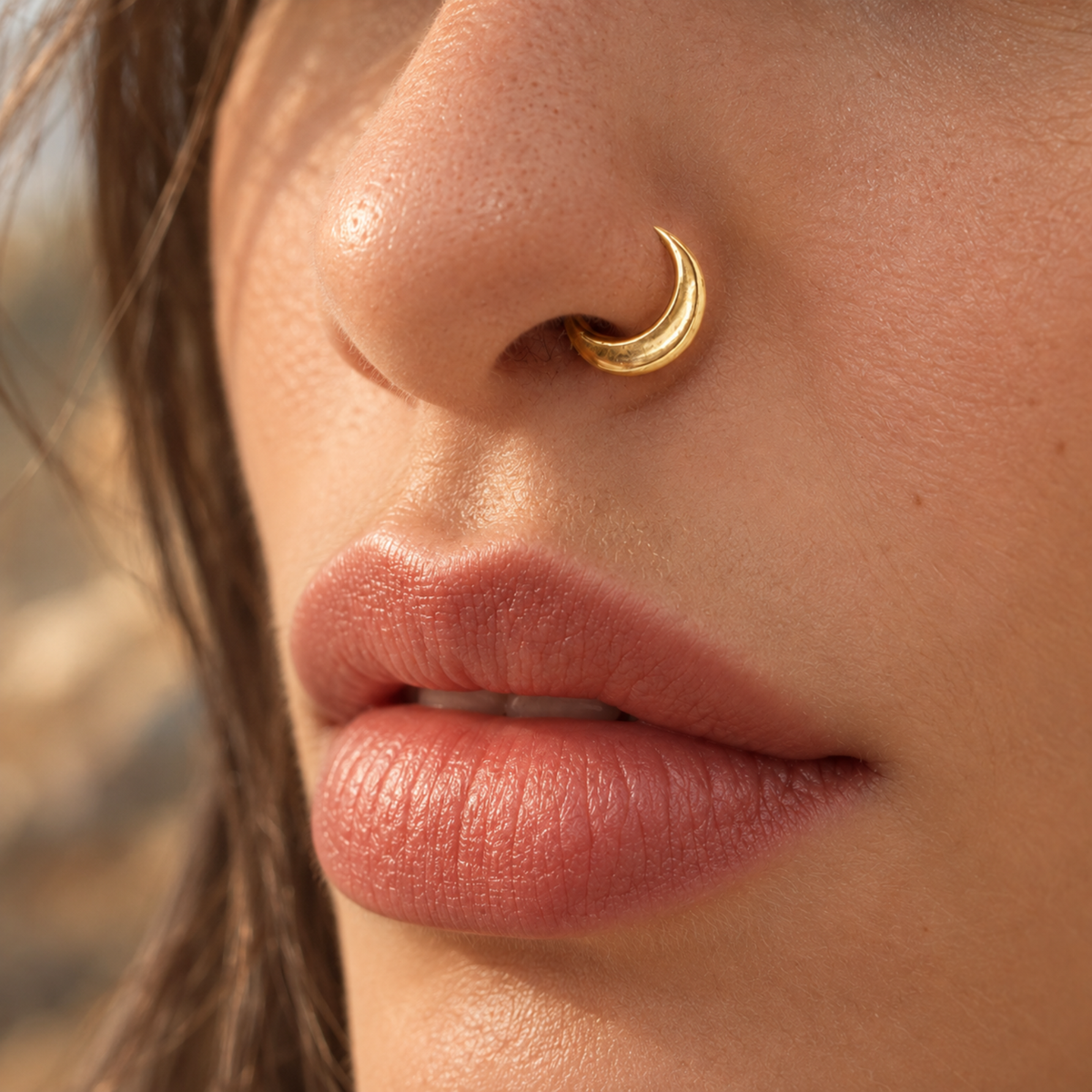 A close-up of a person's face, focusing on their lips and nose.