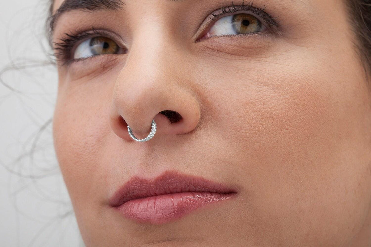 Sterling Silver Nose Ring – Handmade Small Wide Nose Hoop, 20 Gauge Jewelry