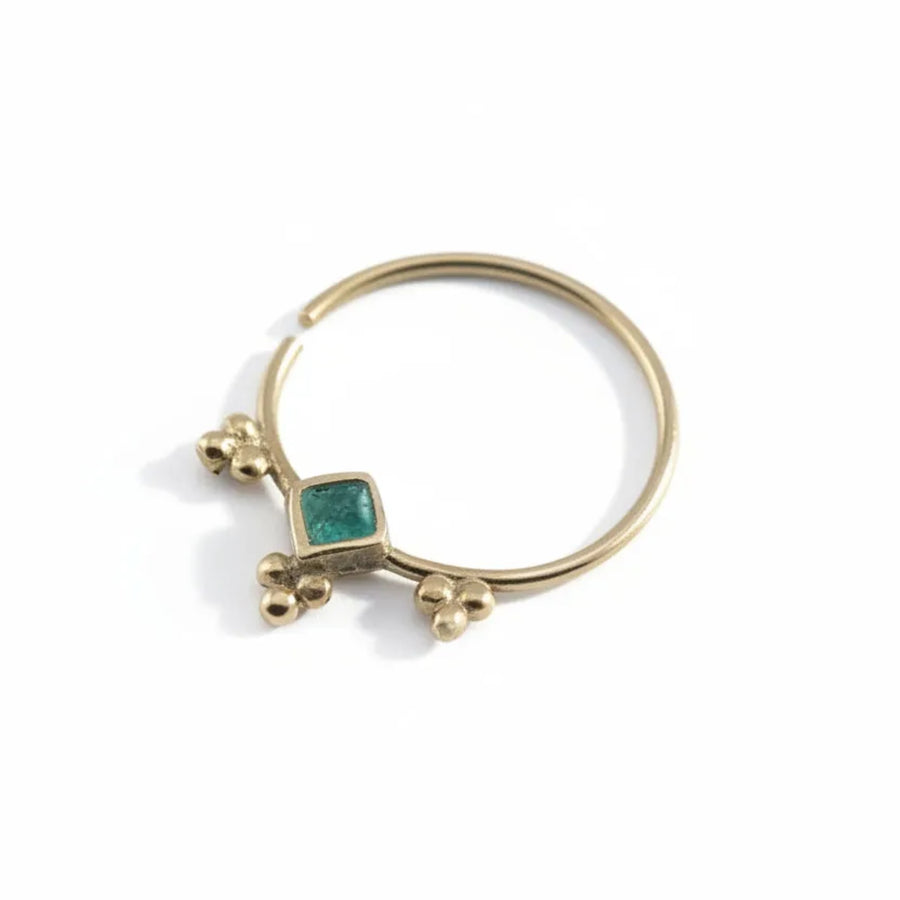 14k Gold Nose Ring - Handmade Solid Gold Hoop With Fine Beaded Detailing