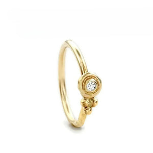 Diamond Nose Ring: a gold ring with a diamond set in the center.